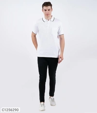 Tom Scott Cotton Solid Half Sleeves Polo T-Shirt(SC1256294)  - Grey , L, Sidhu Collection 
