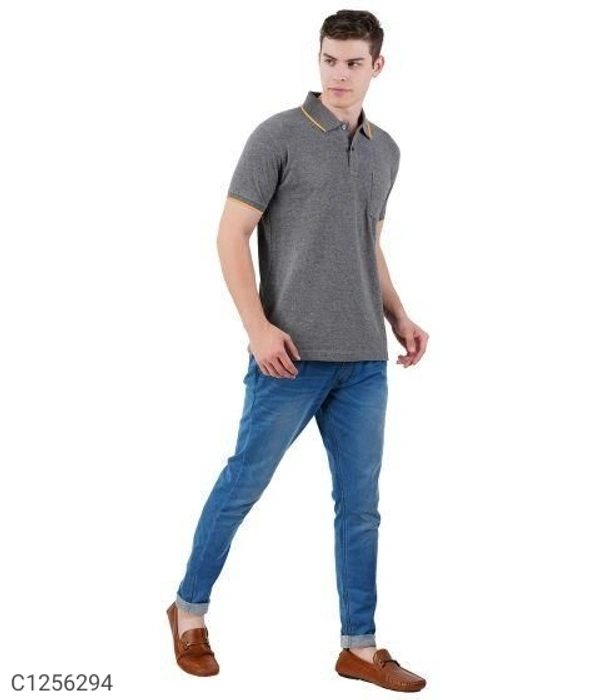 Tom Scott Cotton Solid Half Sleeves Polo T-Shirt(SC1256294)  - Grey, XXL , Sidhu Collection 