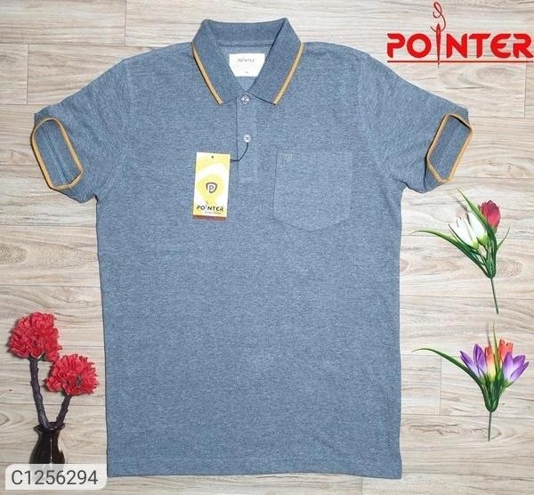 Tom Scott Cotton Solid Half Sleeves Polo T-Shirt(SC1256294)  - Grey, XXL , Sidhu Collection 