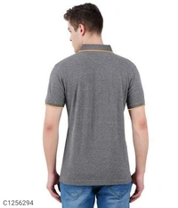Tom Scott Cotton Solid Half Sleeves Polo T-Shirt(SC1256294)  - Grey, XXL , Sidhu Collection 