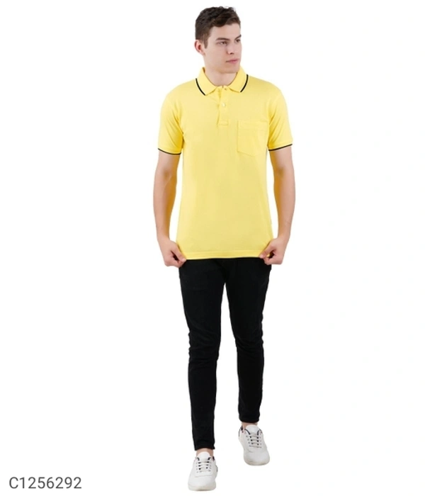Tom Scott Cotton Solid Half Sleeves Polo T-Shirt(SC1256294)  - Yellow , XXL, Sidhu Collection 