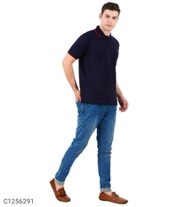 Tom Scott Cotton Solid Half Sleeves Polo T-Shirt(SC1256294)  - Navy Blue , XXL , Sidhu Collection 