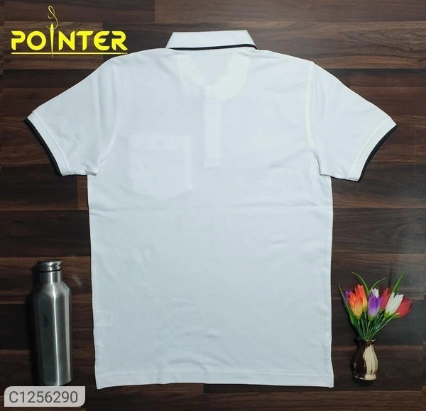 Tom Scott Cotton Solid Half Sleeves Polo T-Shirt(SC1256294)  - White, M, Sidhu Collection 