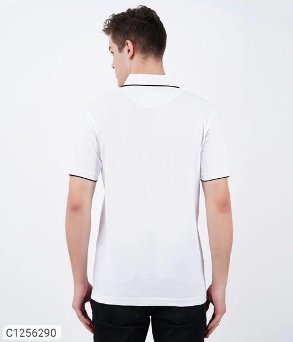 Tom Scott Cotton Solid Half Sleeves Polo T-Shirt(SC1256294)  - White, XL , Sidhu Collection 