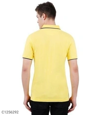 Tom Scott Cotton Solid Half Sleeves Polo T-Shirt(SC1256294)  - Yellow , M, Sidhu Collection 