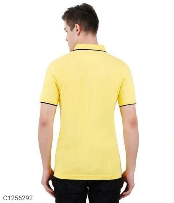 Tom Scott Cotton Solid Half Sleeves Polo T-Shirt(SC1256294)  - Yellow , M, Sidhu Collection 
