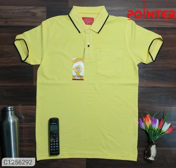 Tom Scott Cotton Solid Half Sleeves Polo T-Shirt(SC1256294)  - Yellow , L, Sidhu Collection 