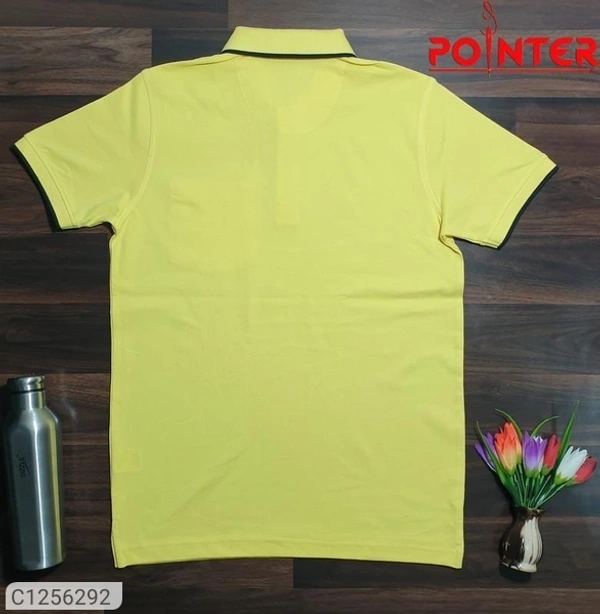 Tom Scott Cotton Solid Half Sleeves Polo T-Shirt(SC1256294)  - Yellow , XXL, Sidhu Collection 