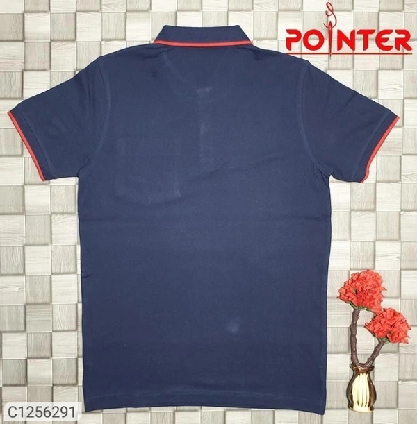 Tom Scott Cotton Solid Half Sleeves Polo T-Shirt(SC1256294)  - Navy Blue , M, Sidhu Collection 