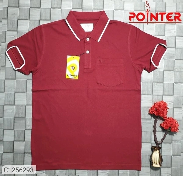 Tom Scott Cotton Solid Half Sleeves Polo T-Shirt(SC1256294)  - Red, M, Sidhu Collection 