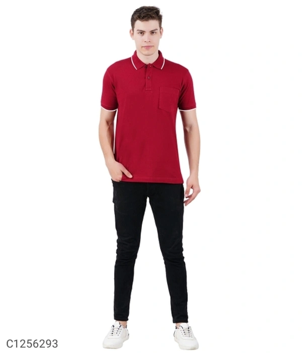 Tom Scott Cotton Solid Half Sleeves Polo T-Shirt(SC1256294)  - Red, M, Sidhu Collection 