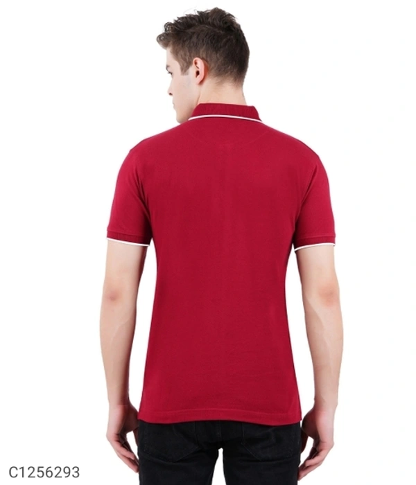 Tom Scott Cotton Solid Half Sleeves Polo T-Shirt(SC1256294)  - Red, L, Sidhu Collection 