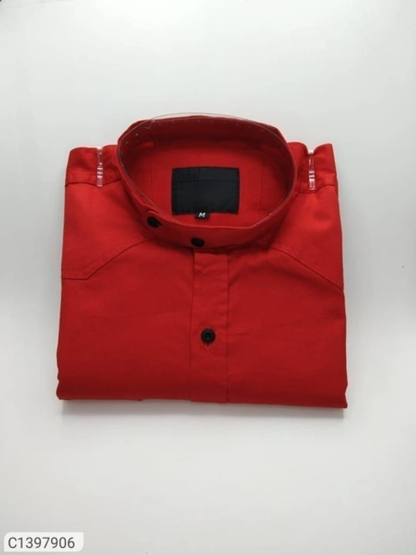 Tom Scott Cotton Blend Full Sleeves Solid Slim Fit Shirt (SC1397906)  - Red, M, Sidhu Collection 