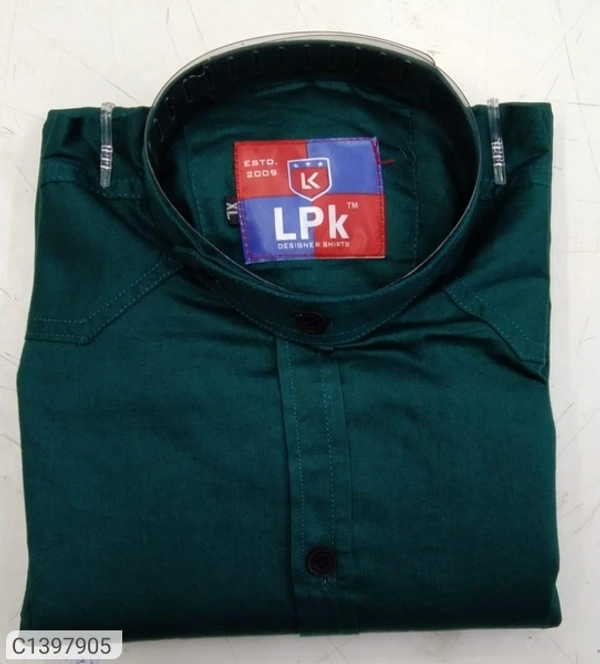 Tom Scott Cotton Blend Full Sleeves Solid Slim Fit Shirt (SC1397906)  - Green, L, Sidhu Collection 