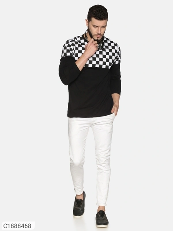  Urgear Cotton Color Block Full SleevesRound Neck T-Shirt Men's (SC1888470)  - Black , L, Sidhu Collection 