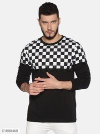  Urgear Cotton Color Block Full SleevesRound Neck T-Shirt Men's (SC1888470)  - Black , L, Sidhu Collection 