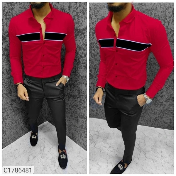 Cotton Broad Stripes Full Sleeves Slim Fit Casual Shirts (SC1786481)  - XL , Sidhu Collection 