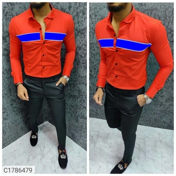 Cotton Broad Stripes Full Sleeves Slim Fit Casual Shirts (SC1786479)  - M, Sidhu Collection 