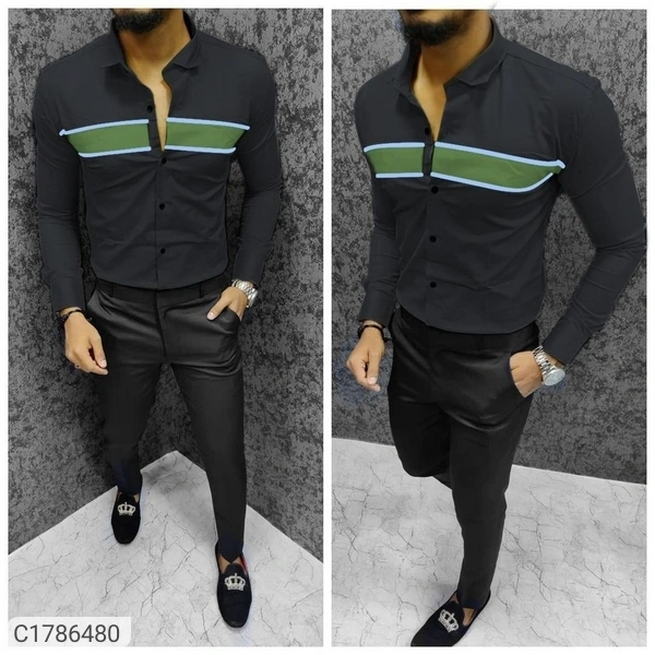 Cotton Broad Stripes Full Sleeves Slim Fit Casual Shirts (SC1786480)  - XL , Sidhu Collection 