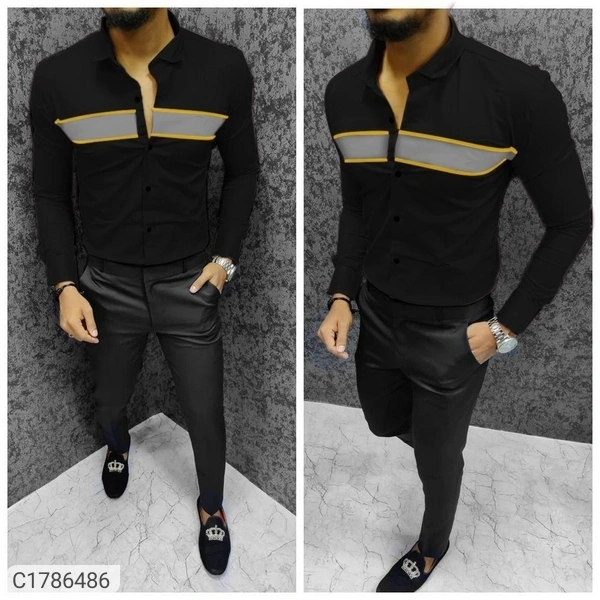 Cotton Broad Stripes Full Sleeves Slim Fit Casual Shirts (SC1786486)  - L, Sidhu Collection 
