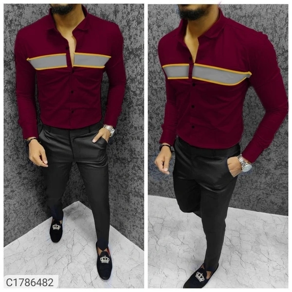 Cotton Broad Stripes Full Sleeves Slim Fit Casual Shirts (SC1786482)  - M, Sidhu Collection 