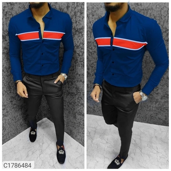 Cotton Broad Stripes Full Sleeves Slim Fit Casual Shirts (SC1786484)  - L, Sidhu Collection 