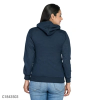  Women's Cotton Blend Printed Winter Hoodies (SC1843503)  - Navy Blue , S, Sidhu Collection 
