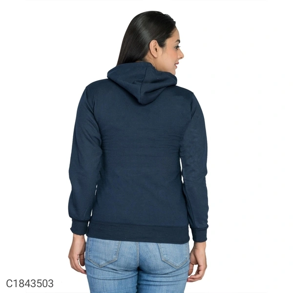  Women's Cotton Blend Printed Winter Hoodies (SC1843503)  - Navy Blue , S, Sidhu Collection 