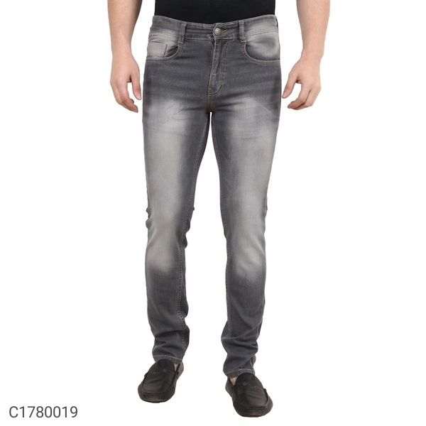 Cotton Blend Lycra Faded Skin Fit Mens Jeans (SC1780019)  - 30, Sidhu Collection 