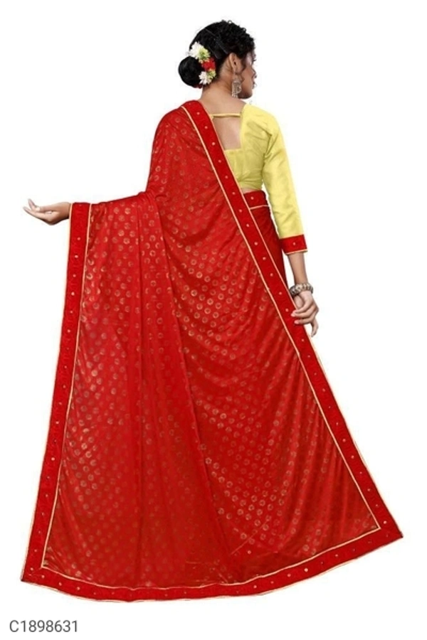 Latest Foil Print Lycra Silk Saree With Lace (SC1898632)  - Red, Sidhu Collection 