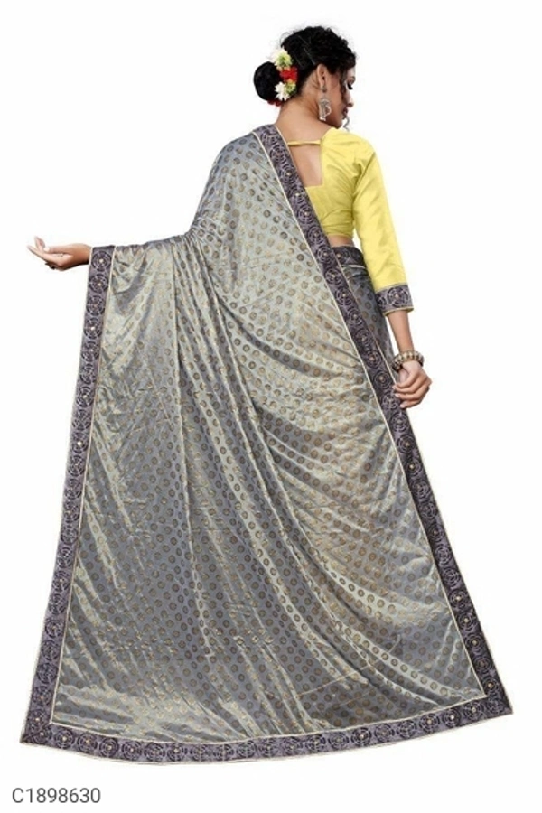 Latest Foil Print Lycra Silk Saree With Lace (SC1898632)  - Grey, Sidhu Collection 