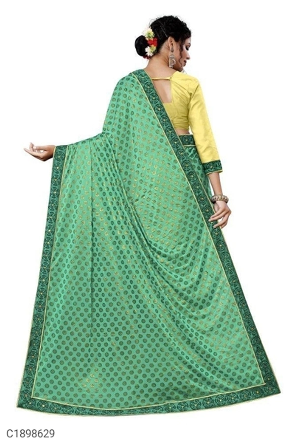 Latest Foil Print Lycra Silk Saree With Lace (SC1898632)  - Green, Sidhu Collection 