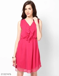  Verve Studio Crepe Solid Short Dress (SC1327476)  - Pink , XL , Sidhu Collection 