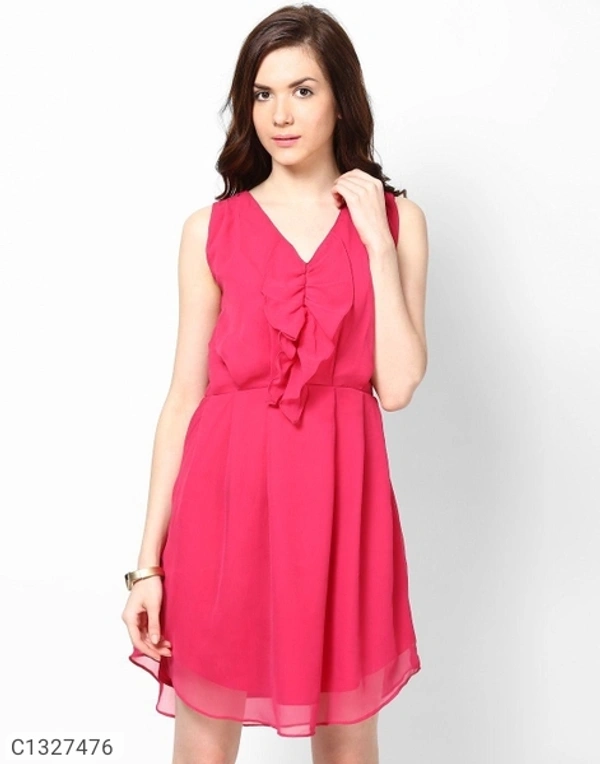  Verve Studio Crepe Solid Short Dress (SC1327476)  - Pink , XL , Sidhu Collection 