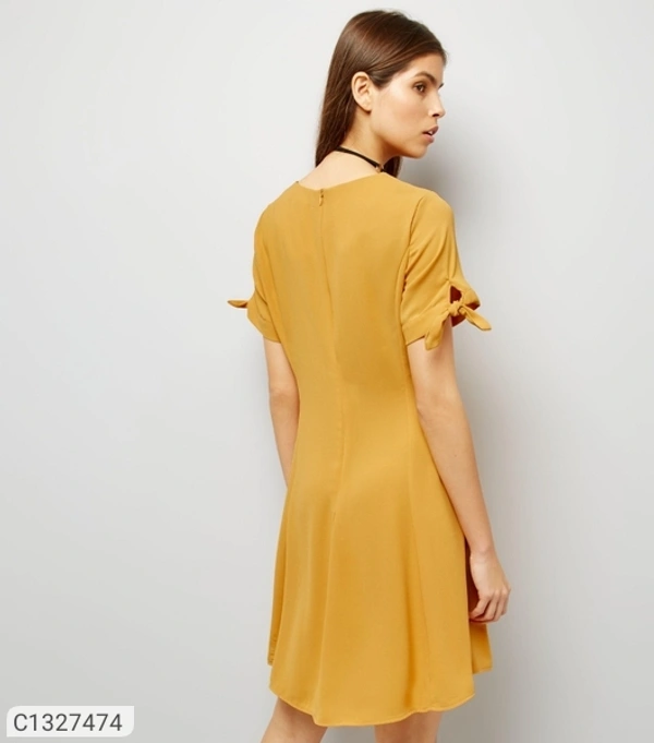  Verve Studio Crepe Solid Short Dress (SC1327476)  - Yellow , S, Sidhu Collection 