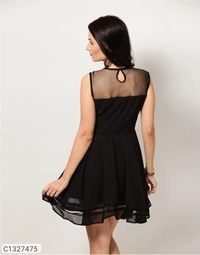  Verve Studio Crepe Solid Short Dress (SC1327476)  - Black , M, Sidhu Collection 