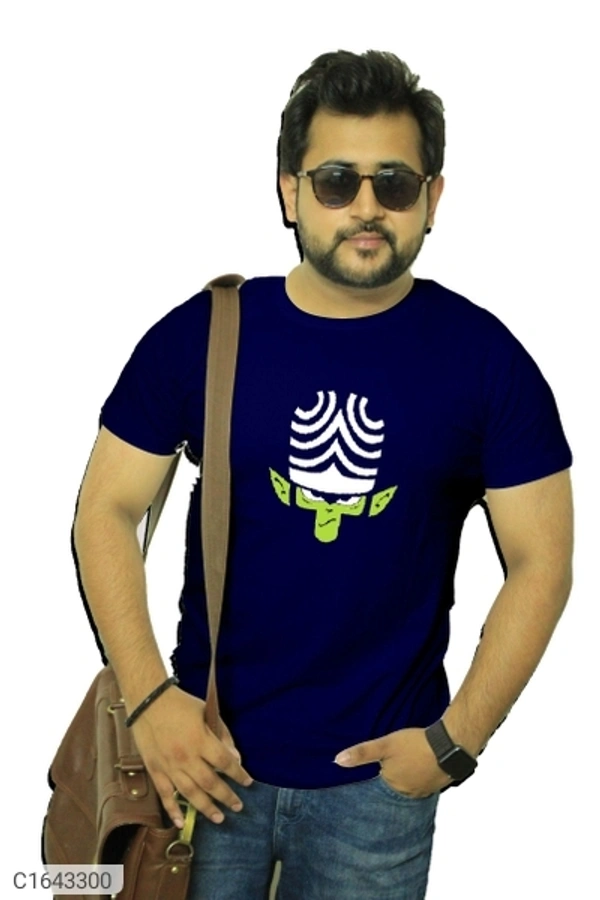  Cotton Blend Printed Half Sleeves T-Shirt (SC1643302)  - Black , S, Sidhu Collection 