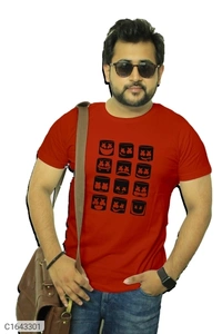  Cotton Blend Printed Half Sleeves T-Shirt (SC1643302)  - Black , XL , Sidhu Collection 