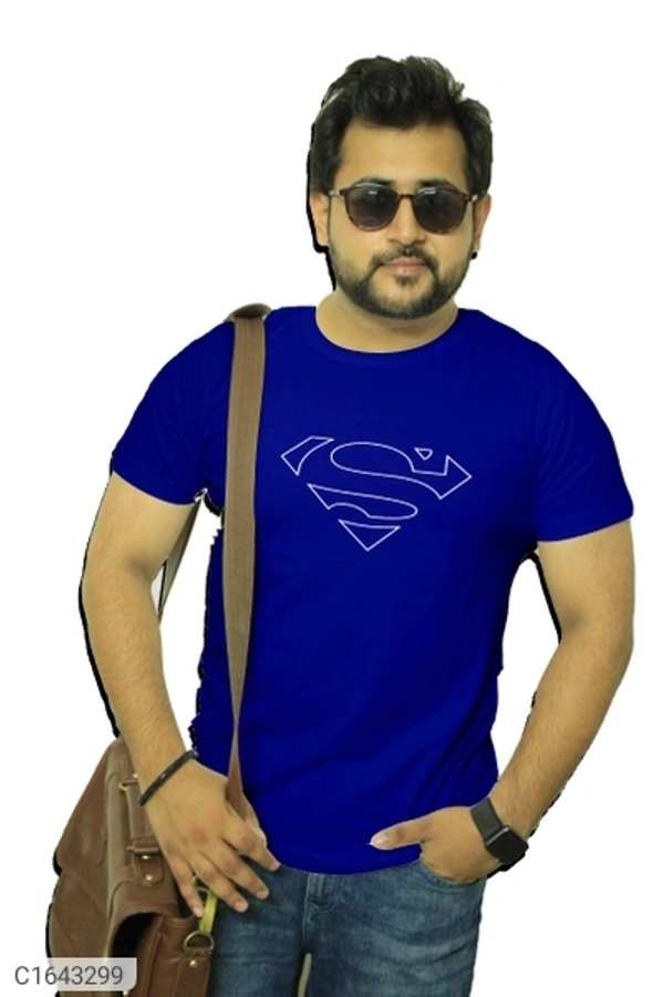  Cotton Blend Printed Half Sleeves T-Shirt (SC1643302)  - Blue, XL , Sidhu Collection 