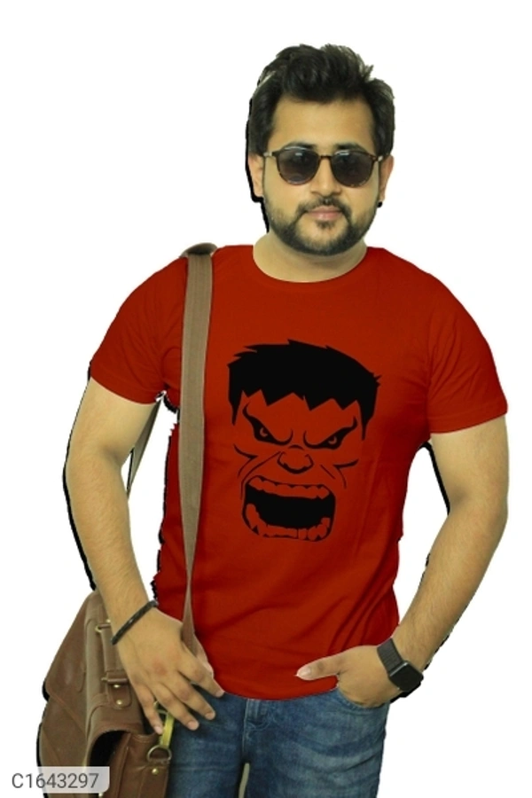  Cotton Blend Printed Half Sleeves T-Shirt (SC1643302)  - M, Sidhu Collection , Red 2