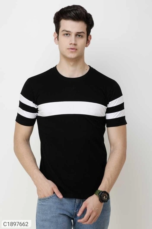  Rawhit Pure Cotton Side Tape  Half Sleeves Round Neck Mens T-Shirt (SC1897662)  - L, Sidhu Collection 