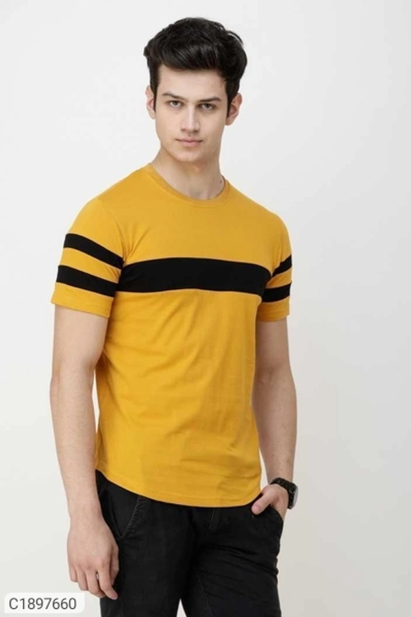  Rawhit Pure Cotton Side Tape  Half Sleeves Round Neck Mens T-Shirt (SC1897660)  - S, Sidhu Collection 