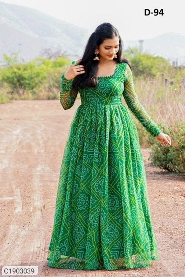  Latest Printed Georgette Floor Length Kurti (SC1903037)  - Pink, XL , Sidhu Collection 