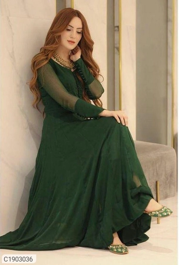  Latest Printed Georgette Floor Length Kurti (SC1903037)  - Green, XL , Sidhu Collection 