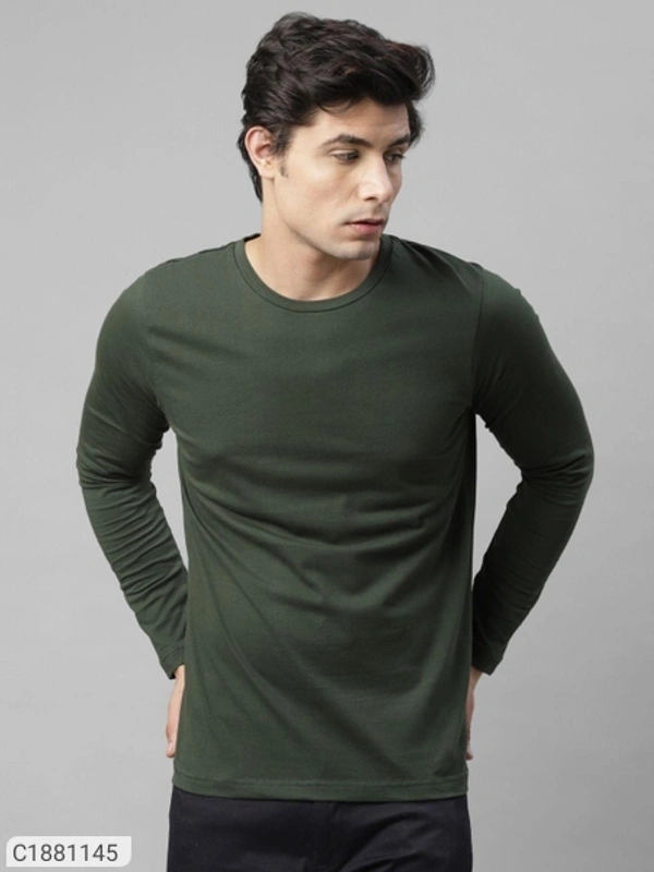  Rigo Cotton Solid Full Sleeves Mens Round Neck T-Shirt (SC1881145)  - M, Sidhu Collection 