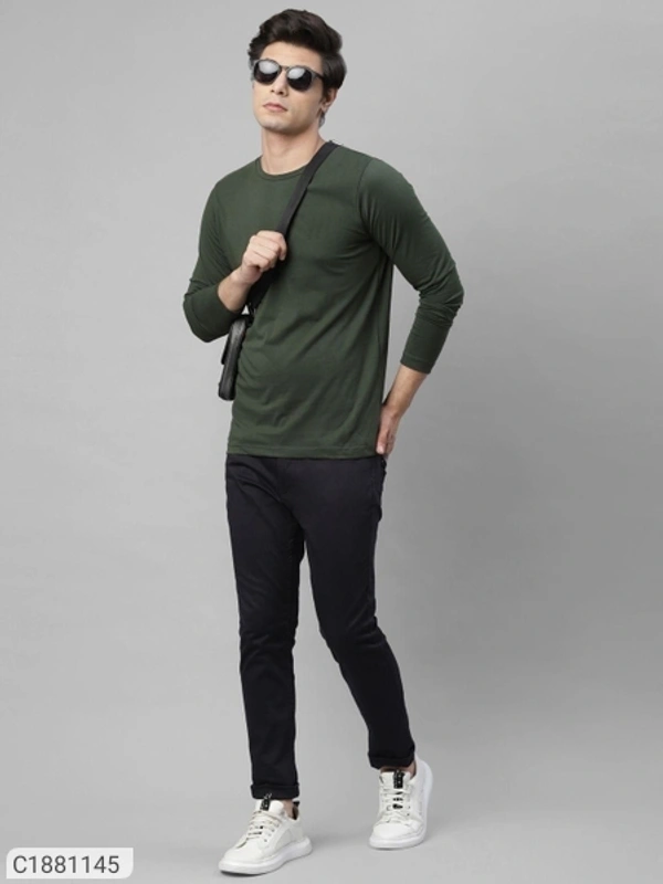  Rigo Cotton Solid Full Sleeves Mens Round Neck T-Shirt (SC1881145)  - L, Sidhu Collection 