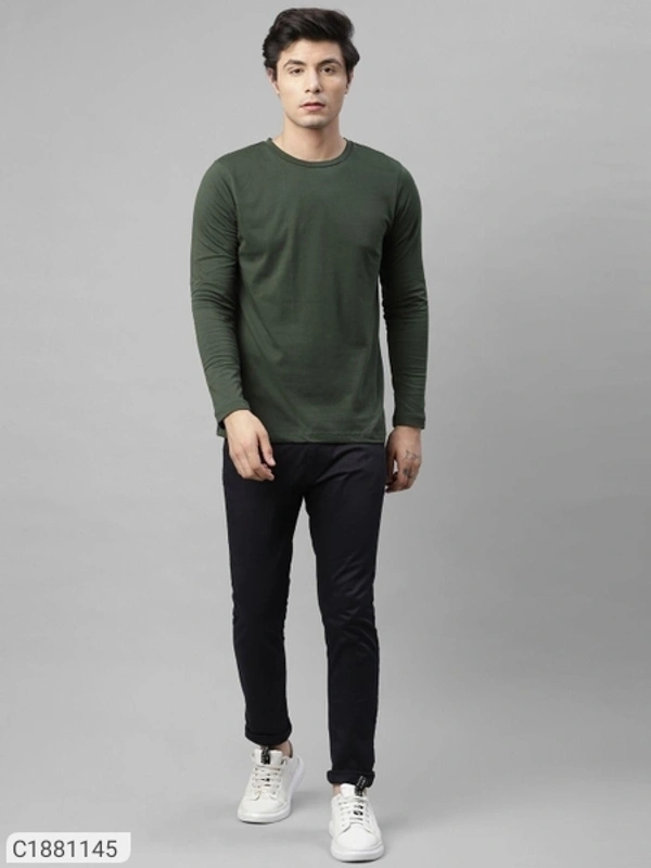  Rigo Cotton Solid Full Sleeves Mens Round Neck T-Shirt (SC1881145)  - L, Sidhu Collection 