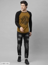  Rigo Cotton Solid Full Sleeves Mens Round Neck T-Shirt (SC1881143)  - M, Sidhu Collection 