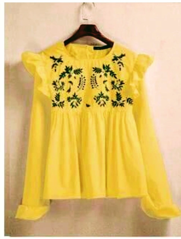 Womens Rayon emboridery top (SCS47228178)  - Yellow , XL , Sidhu Collection 