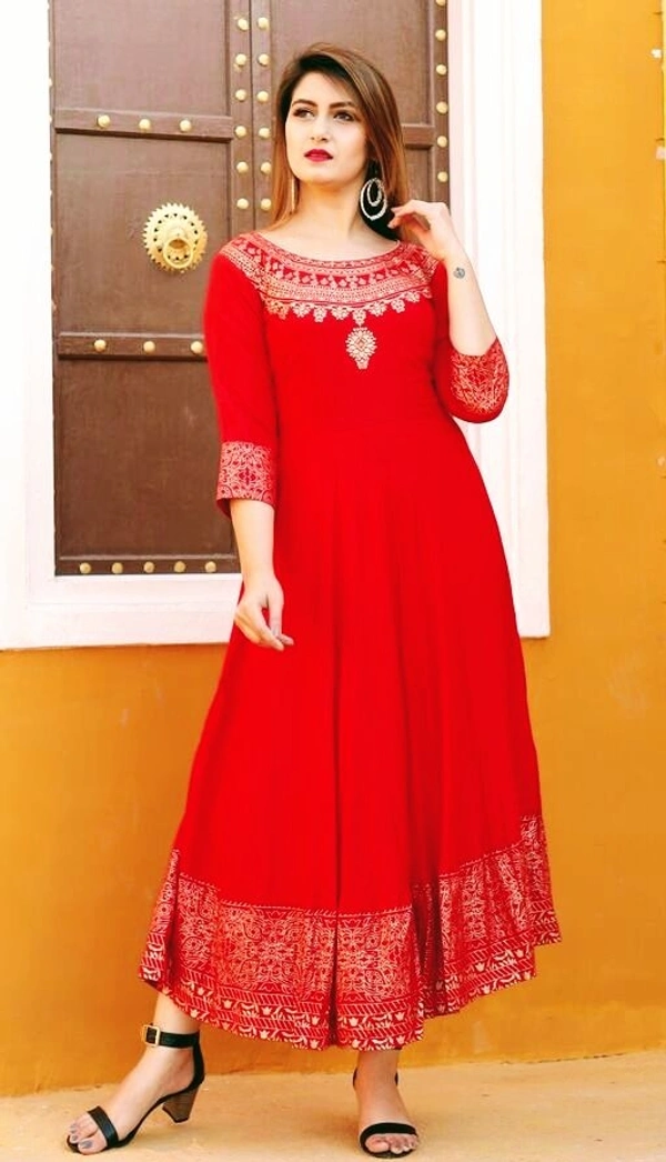 Women Printed Rayon Anarkali With Dupatta (SCS42458534) - XXL , Sidhu Collection 